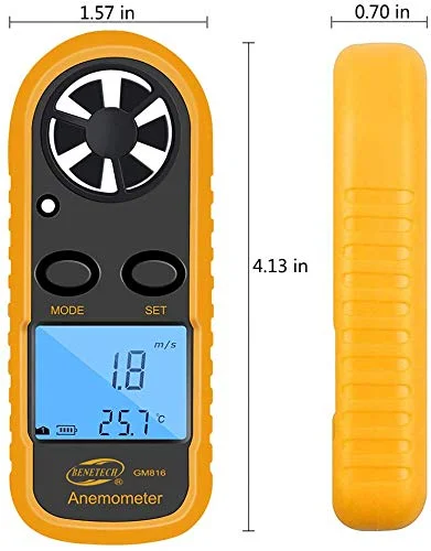 Benetech GM816 Анемометр Портативный цифровой LCD воздушного потока Windmeter термометр