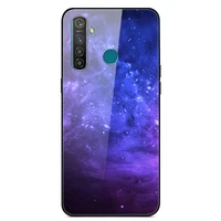 for realme 5 pro phone case tempered glass case fitness back cover star sky pattern