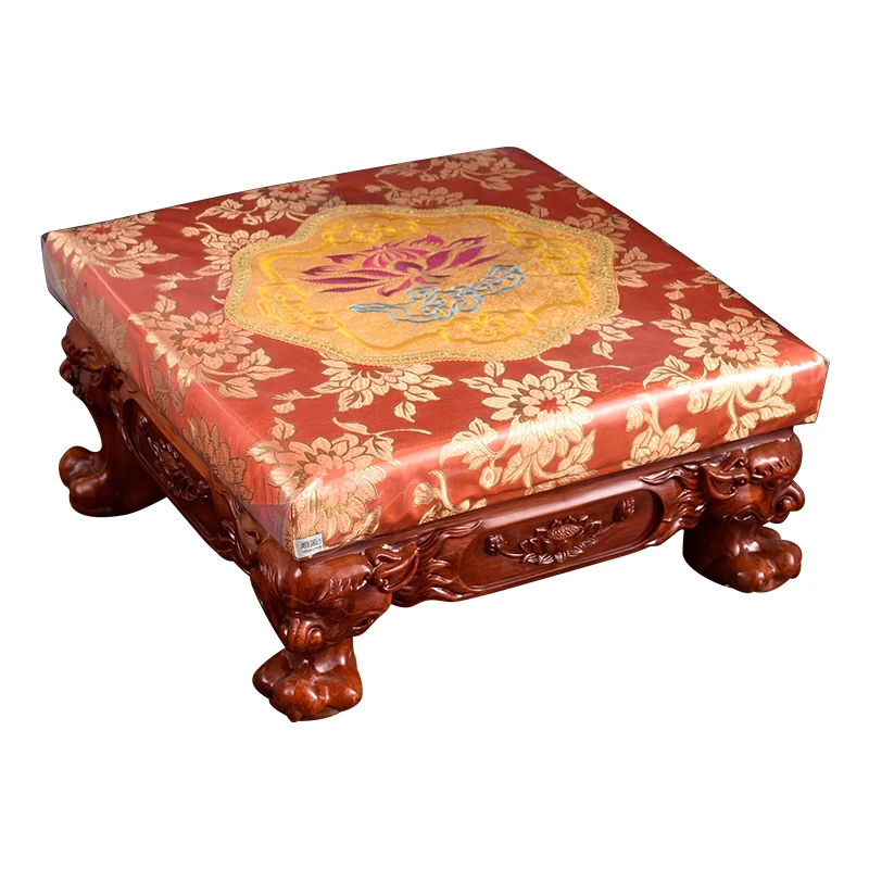 Cushion Lotus Solid Wood Hassock Square Worship Stool Buddhist Supplies Household Buddha Worship Bodhisattva Worship Chair