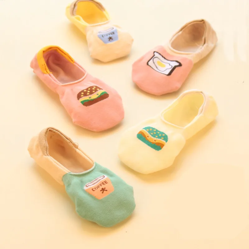 

2 Pairs Of Fashion Ladies Summer Silicone Non-slip Breathable Deodorant Invisible Funny Socks Cartoon Pattern Series