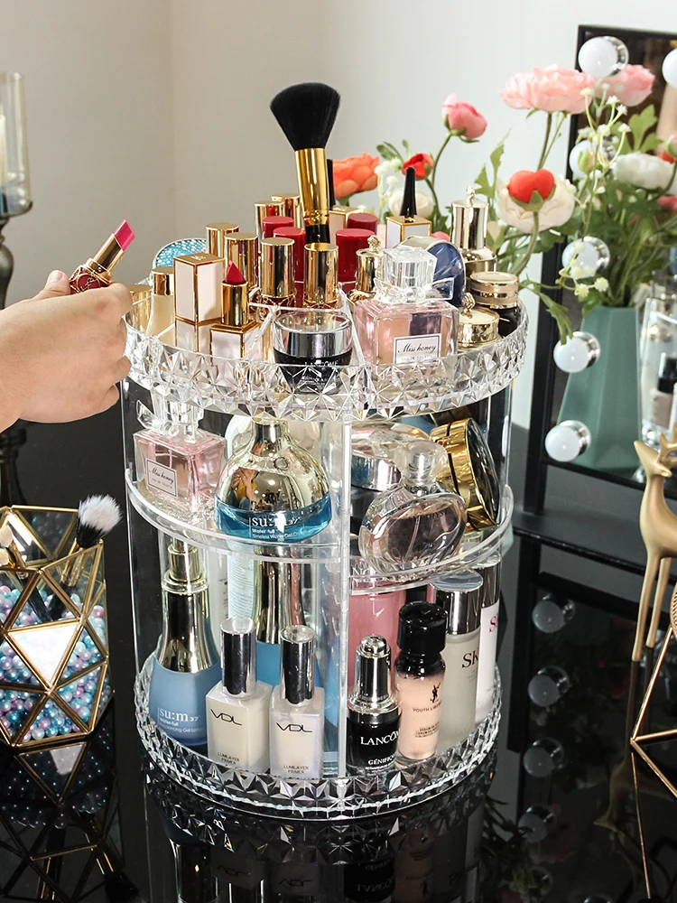 Вращающийся ящик для хранения косметики настольный туалетный столик товары