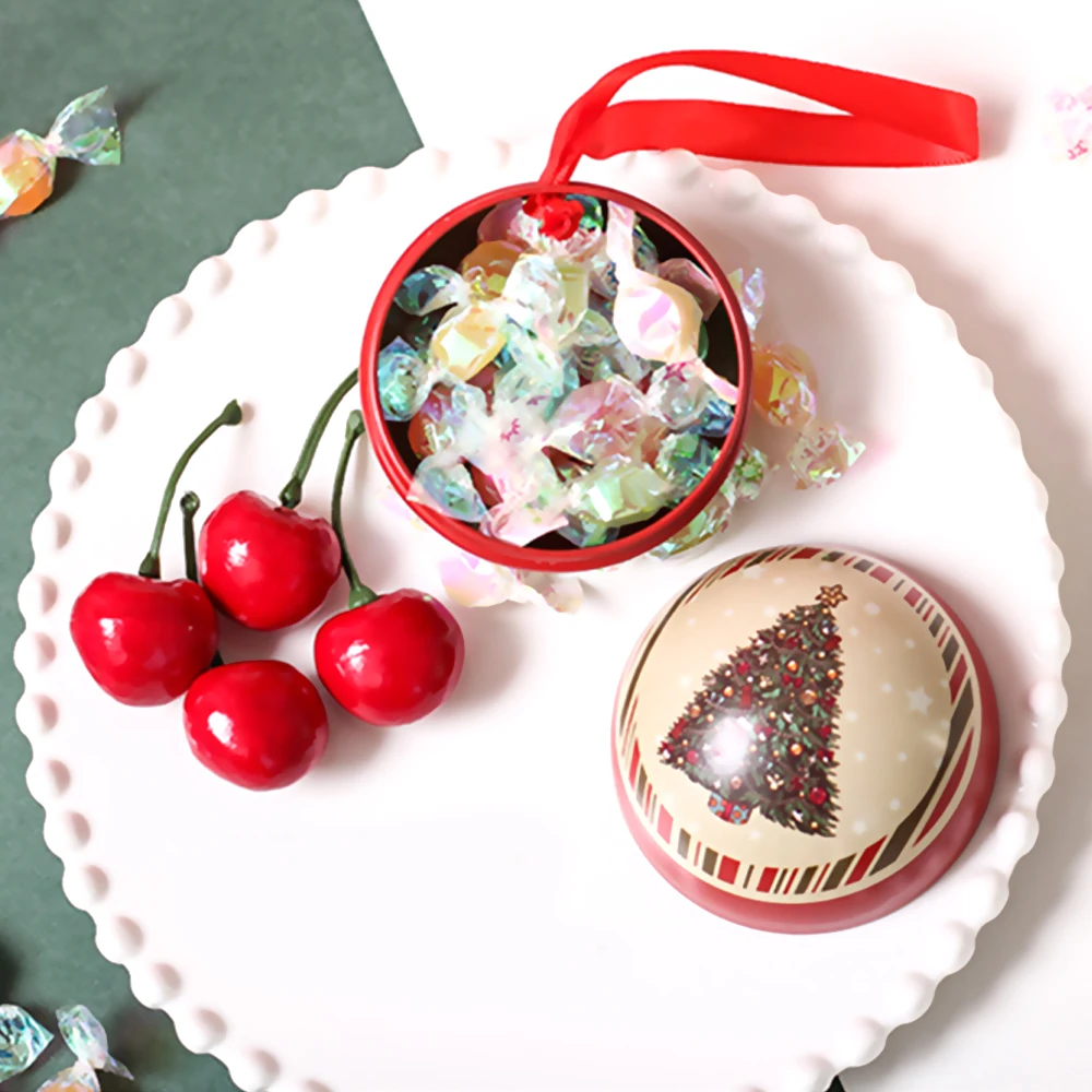 Железная сферическая Рождественская коробка для конфет шар банка хранения банок