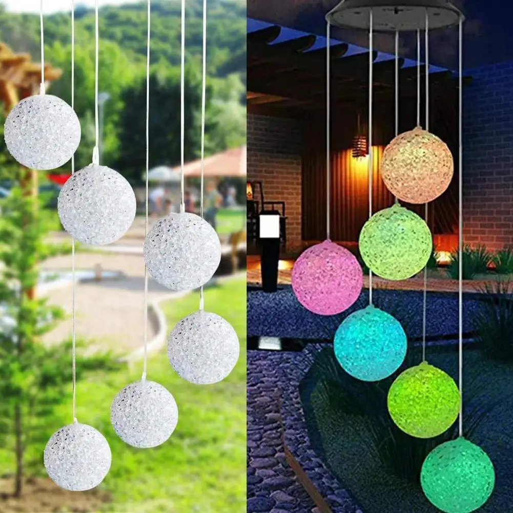 

Модные подвесные ветряные колокольчики с изменяющимся цветом, белые садовые уличные лампы в форме шара с питанием от солнечной энергии, све...