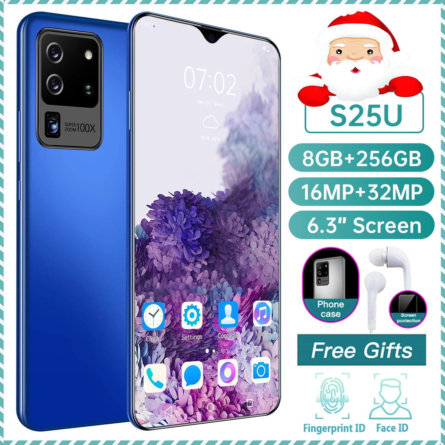 

New Smartphone S25U 10 Core 8G 256G Fingerprint Unlocks the Dual Card Standby 6.3-inch Full-screen Ultraben Phone 4G Network