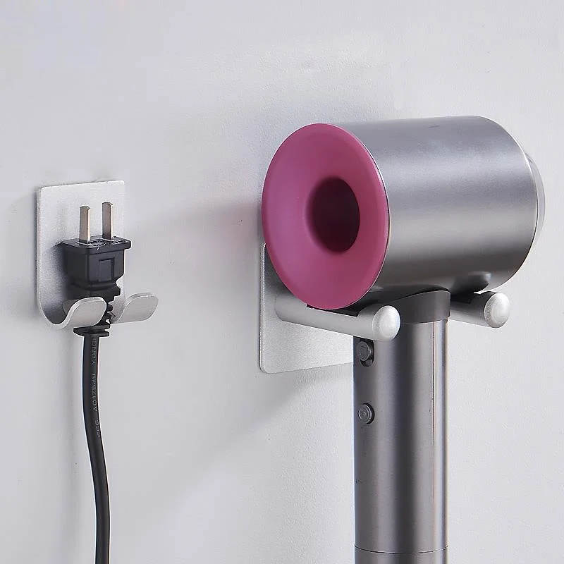 

Вешалка для хранения без отверстий, серебристая настенная вешалка для ванной комнаты, держатель для фена, водонепроницаемая алюминиевая ст...