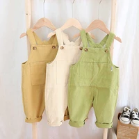 boys and girls korean suspenders 2021 spring and autumn loose jumpsuit baby casual open pants p4047