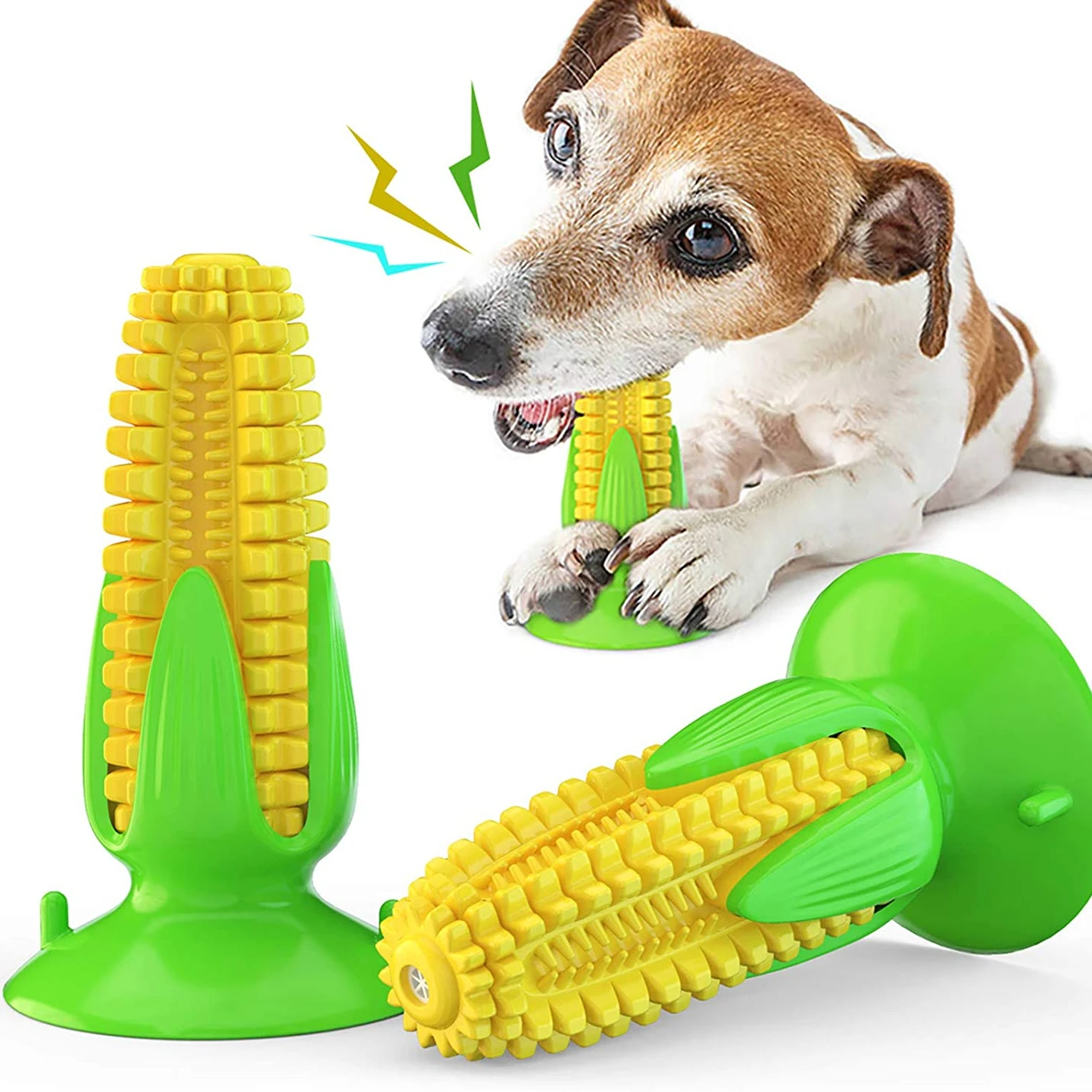 

Fun Dog Chew Toys Sound Toothbrush with Suction Cup for Dogs Clean Teeth for Aggressive Chewers Indoor Interactive Corn Toys