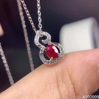 kjjeaxcmy fine jewelry 925 sterling silver inlaid natural ruby lovely gourd girl new pendant necklace support test