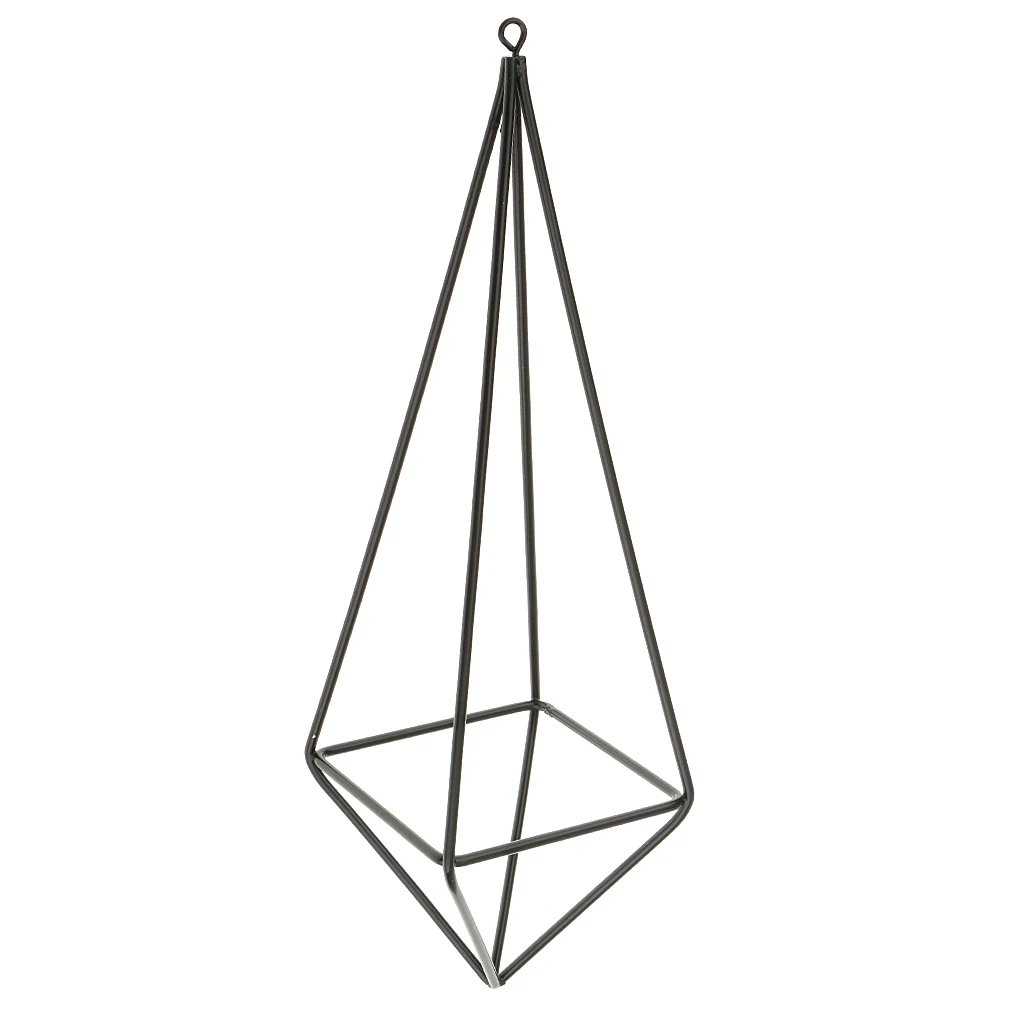 Черный отдельно стоящий подвесной геометрический металлический стеллаж для