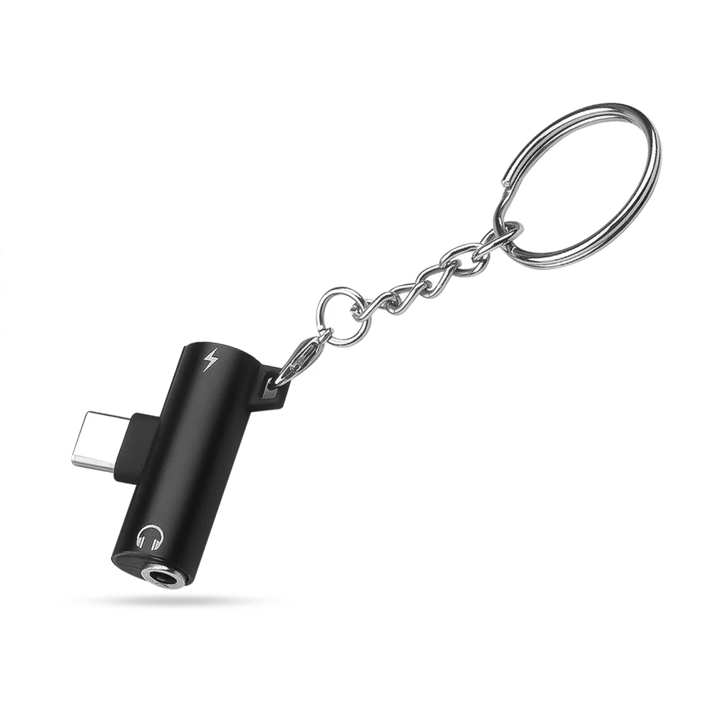 

Переходник 2 в 1 с USB Type C на 3,5 мм Aux-разъем адаптер USB C зарядный удлинитель адаптер для Xiaomi Mi 8 A2 Lite с цепочкой для ключей