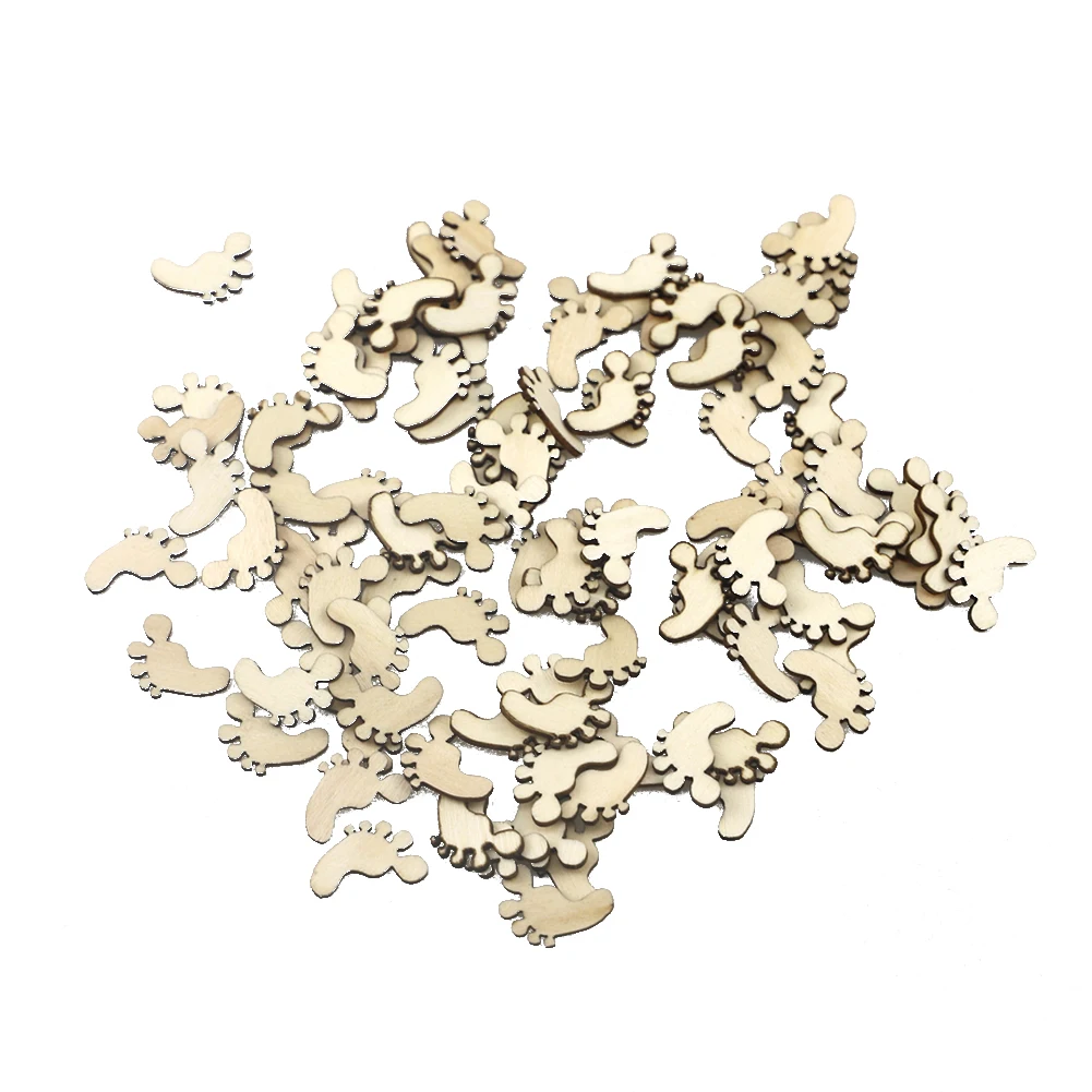 Деревянные Мини-чипы в форме ног Свадебный домашний подвесной декор подвеска