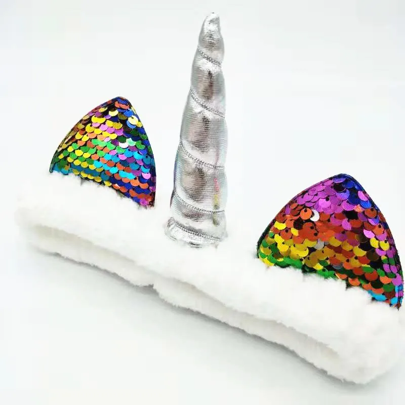 Ободок для Волос Эластичный женский с блестками и кошачьими ушками| |