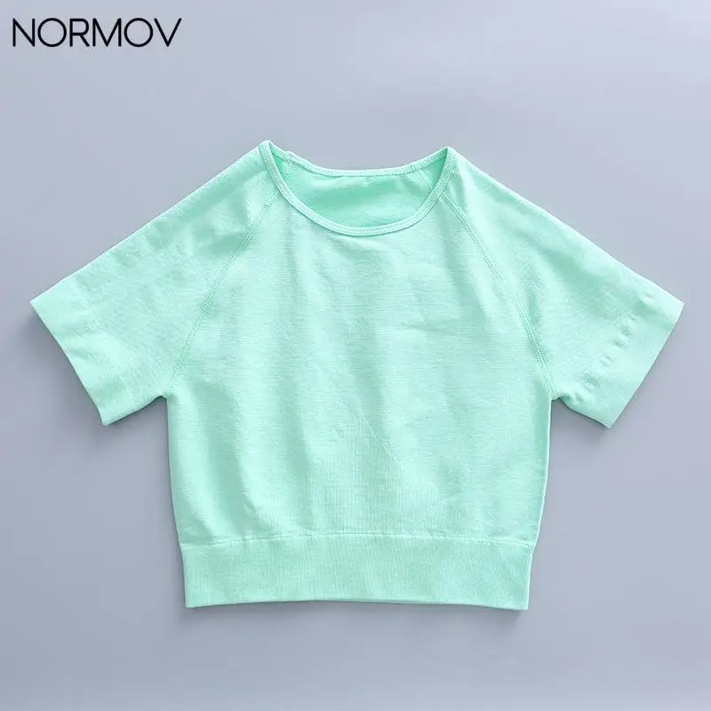 

NORMOV Sexy Seamless High Waist Leggings For Women Sports Pants For Fitness Workout Suit Gym Suit Short-sleeved Crop Top Shorts