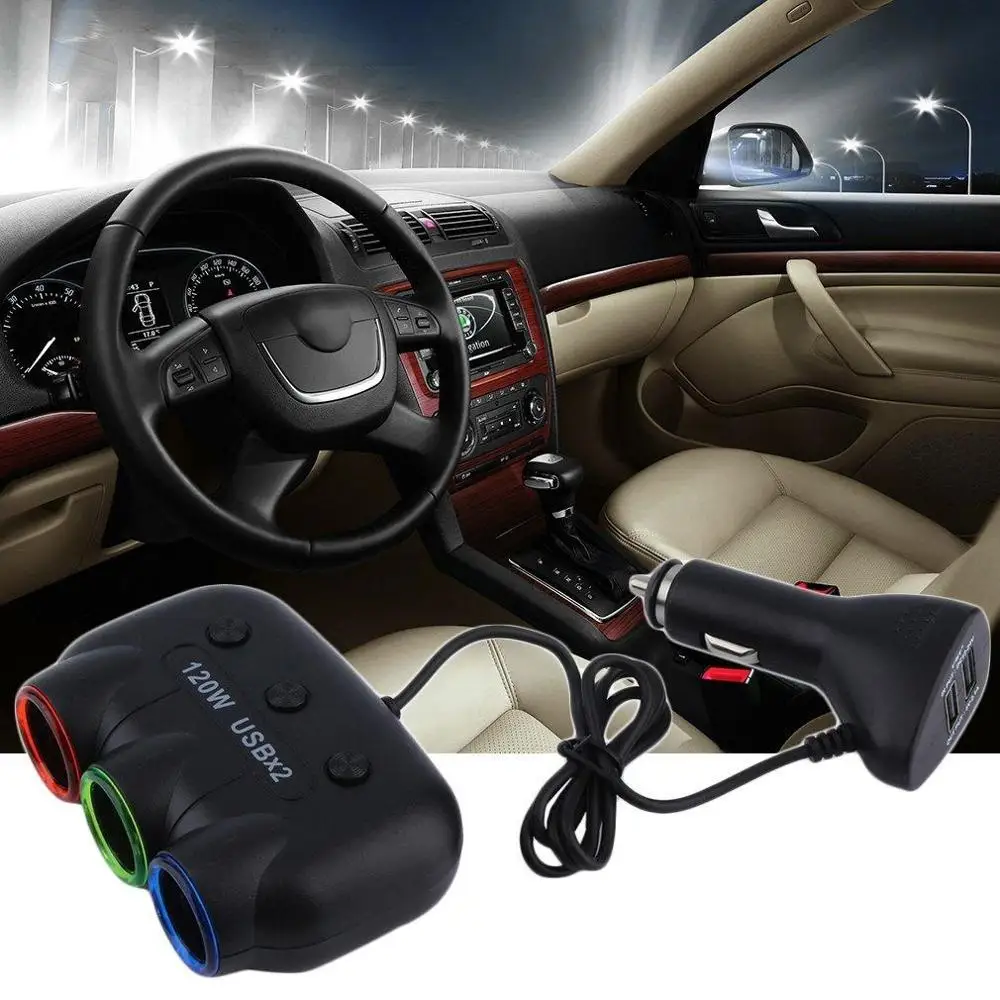 Мульти гнездо Авто разветвитель автомобильного прикуривателя USB адаптер