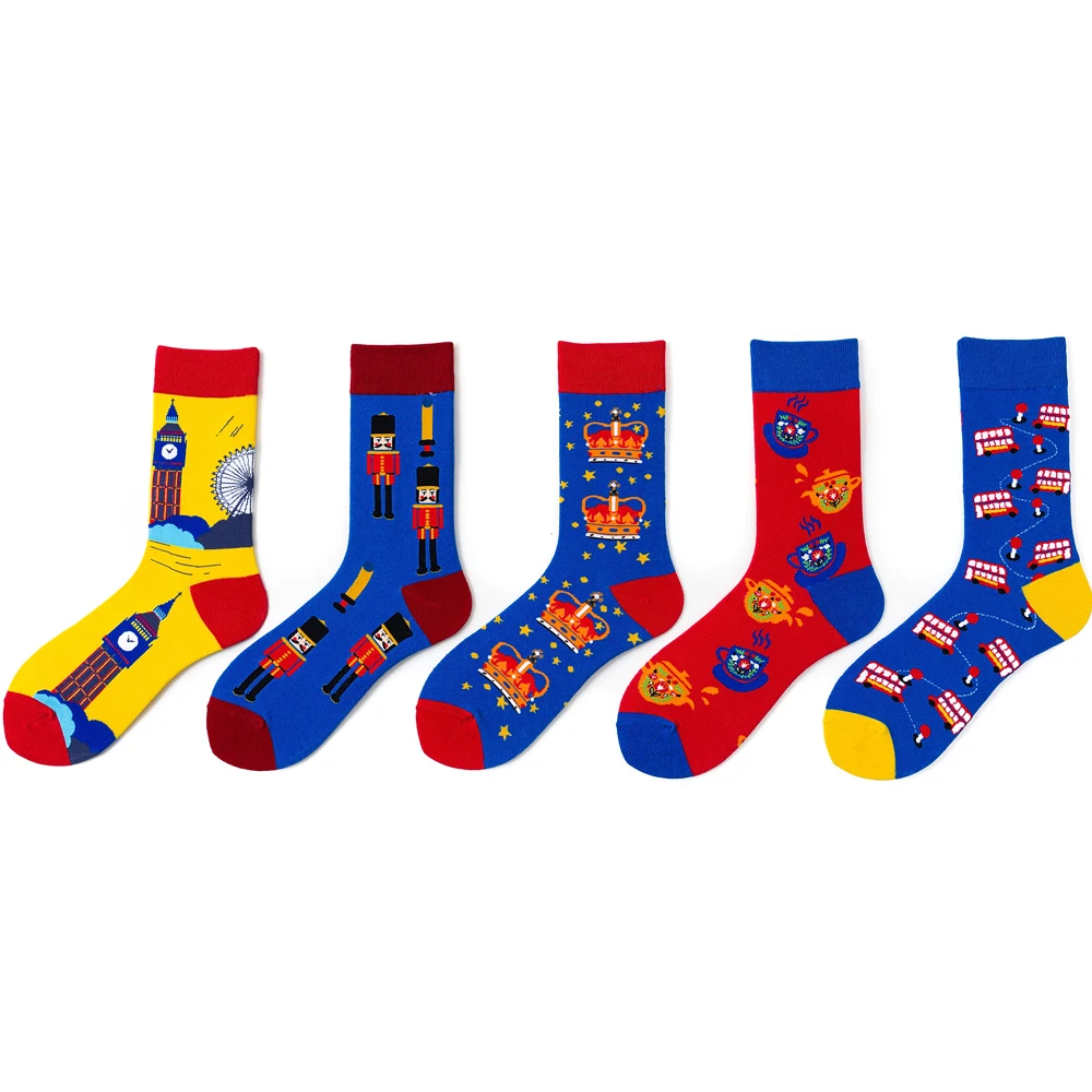 Оригинальные хлопковые носки для пар оригинальные в британском стиле с