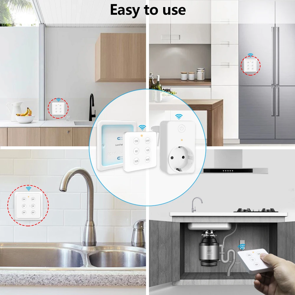 LoraTap EU KR беспроводной кухонный процесс утилизация мусора переключатель таймер 16А