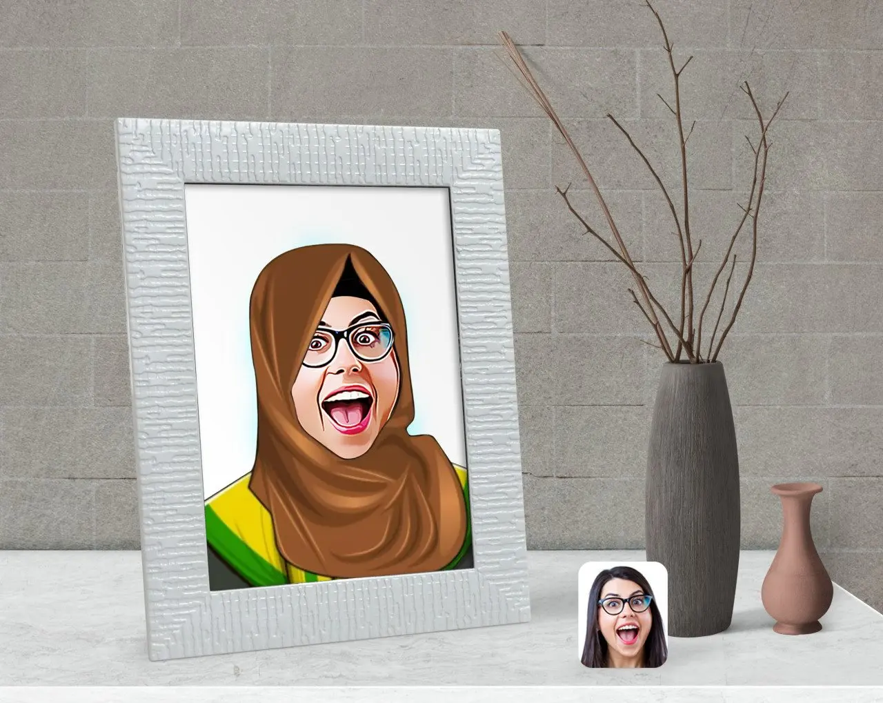 

Персонализированная Женская карикатура по арабскому учителю, декоративная e-e-3