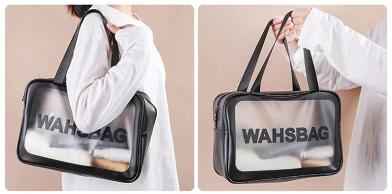 

S/M/L 3 Sizes Ladies Large Capacity Pu Frosted Waterproof Cosmetic Bag Convenient Travel Makeup Storage Bag Female Wash Bag