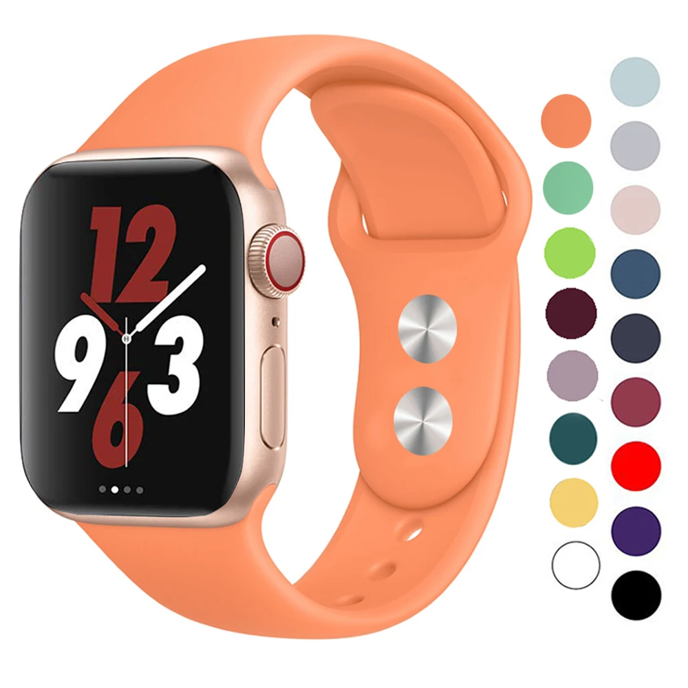 Силиконовый ремешок для наручных часов Apple Watch 42 мм 38 Версия 44 40 резиновый браслет