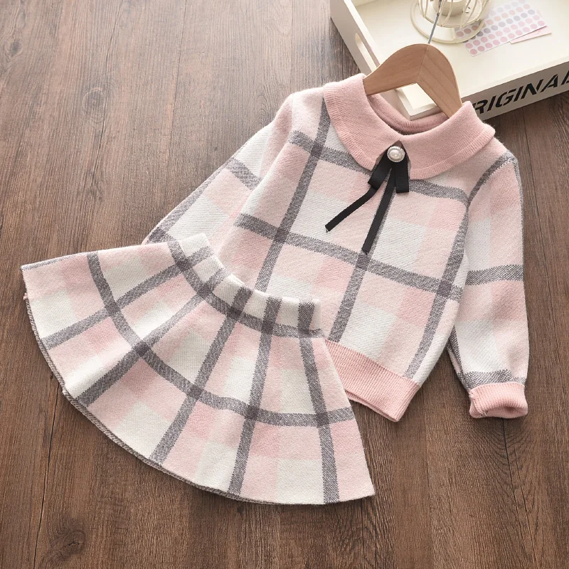 Melario Girls Clothing Sets Winter Children Clothes Knited Sweater Tops Skirt 2pcs Suit Casual Kids Outfits Xmas Girls Costume