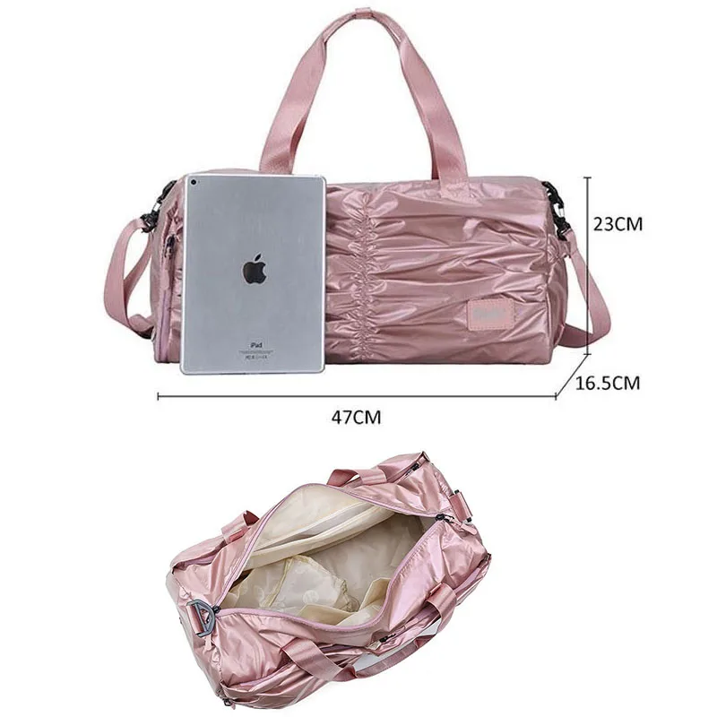 Ручная сумка для йоги Nieuwe Waterdichte PU Reistas Roze Handtas voor Schoenen Droog Nat Duffle Tassen Schoudertas Vrouwen