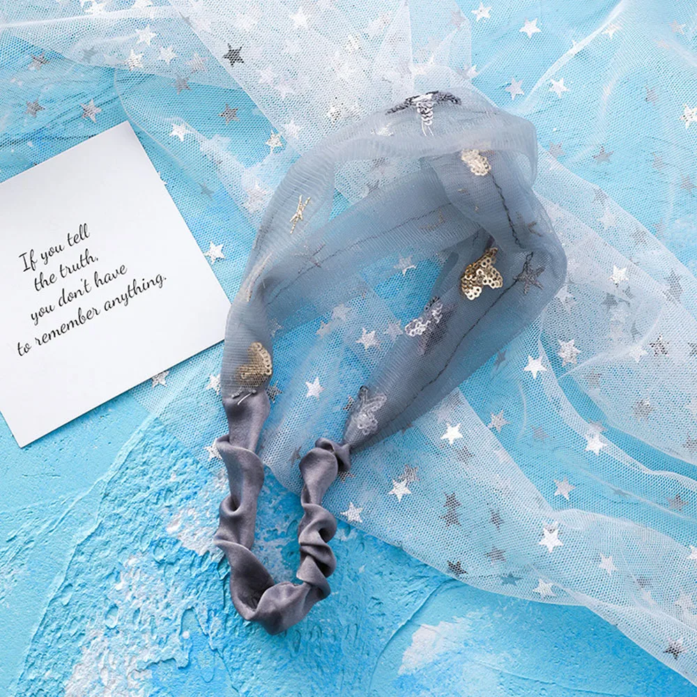 Эластичная Кружевная повязка на голову с вышивкой в виде звезды |