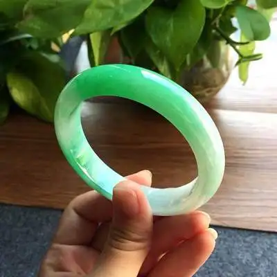 

Myanmar jade two-tone 54-64mm bracelet, elegant princess jewelry, best gift for mother and girlfriend