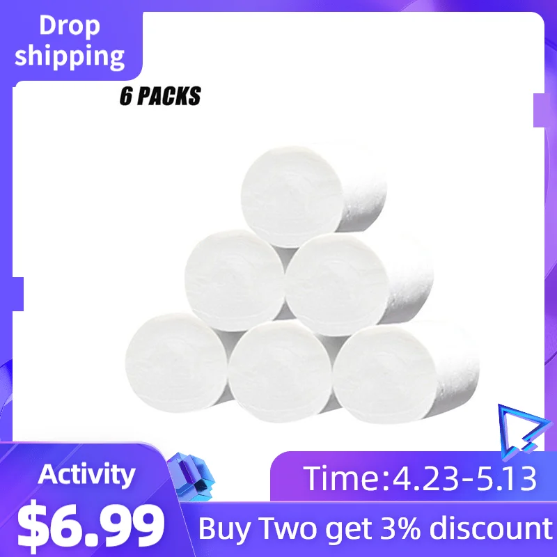 6 шт. пакет 4-слойная белая туалетная бумага замена рулон бумаги для очистки от