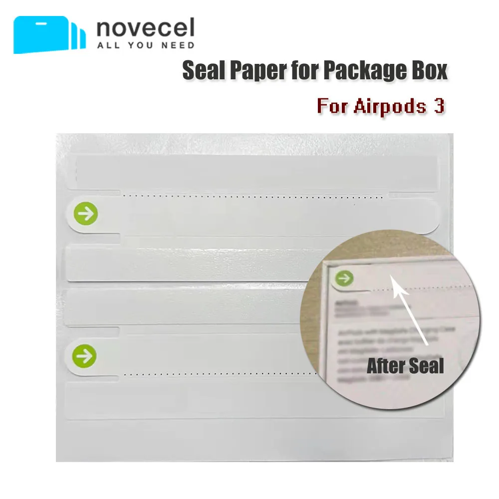 

10set/bag Package Box Open Sealing Sticker Paper Top and Buttom For Apple Airpods 3 Box Packing Film Instead Of Plastic Wrap