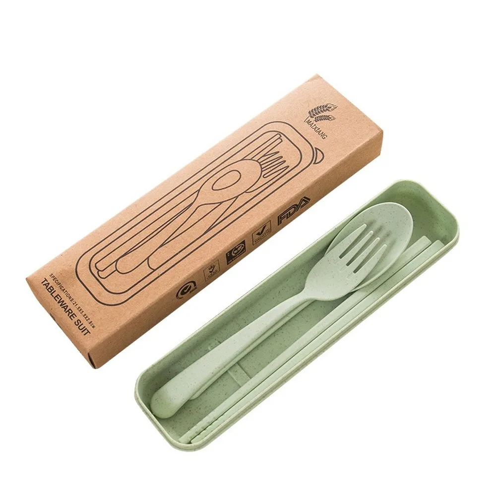 3 Pcs/set Simple Style Children Kids Baby Chopsticks Spoon Fork Set with Protect Box Tableware Promotional Gifts | Дом и сад