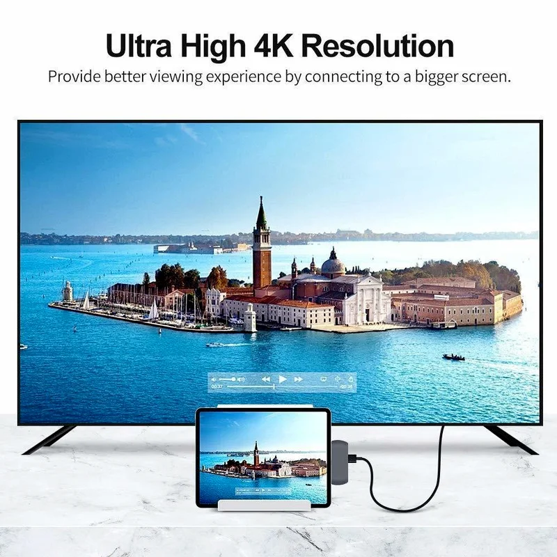 Адаптер USB C на HDMI совместимый с 3 0 Aux для IPad Pro MacBook Samsung S20 Dex Xiaomi 10 TV PS5 Nintendo Monitor |