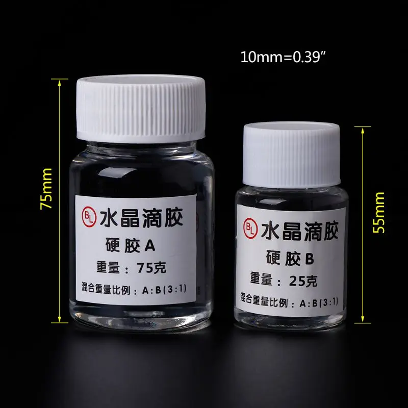 

2 Pcs/Set Crystal Glue Epoxy Resin Hard Glue AB 3:1 Transparent DIY Jewelry Making Necklace Pendant Handmade Materials MXME
