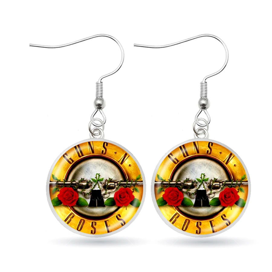 Горячие пистолеты N серьги с розами рок-н-ролл Группа стекло искусство картина