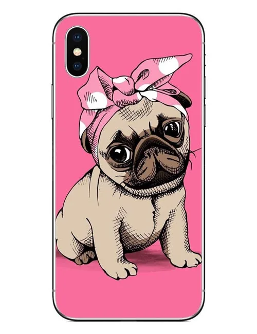 Phone case Cute Puppy Pug Bunny Cat French Bulldog soft Cover for iPhone 5S 5 SE 6 6S 6Plus 7 Plus 8 X 10 Back | Мобильные телефоны