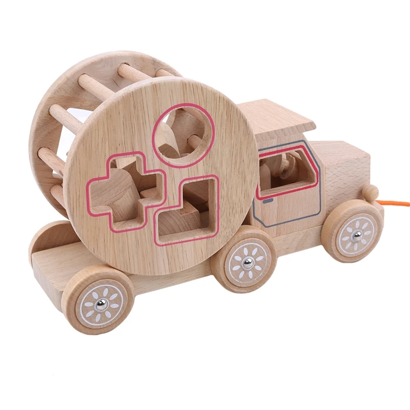 

Wooden Toy Train Vehicle Cartoon Hand Pull Infant Early Education Geometry Train Toys Congnitive Educational Blocks Toy