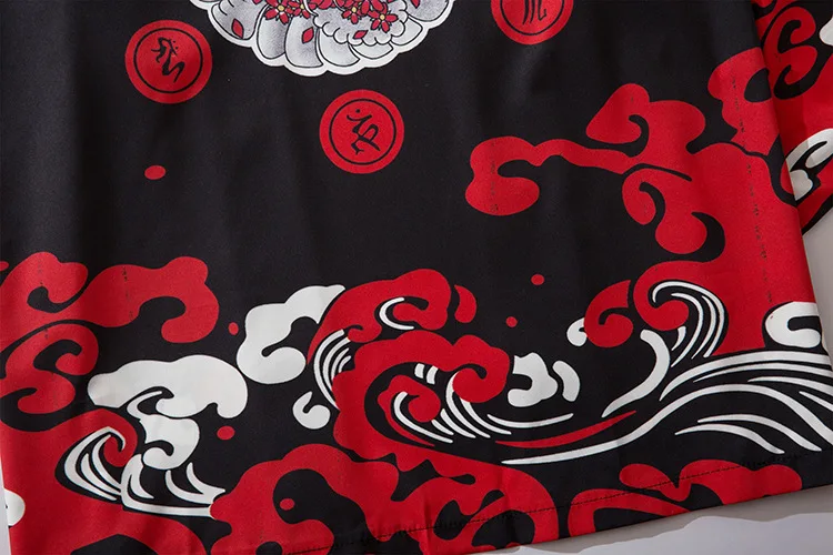 

Ukiyoe Japanese Kimono Jacket Ghost Harajuku Nice Hip Hop Men Japan Streetwear Jacket Summer Thin Clothing Loose Kimono Black