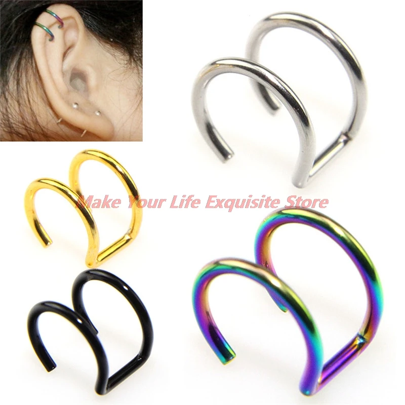 

New 5pair Fashion Simple Punk Rock Style Earrings Without Piercing Holder Hollow U Pattern Statement Jewelry Neutral