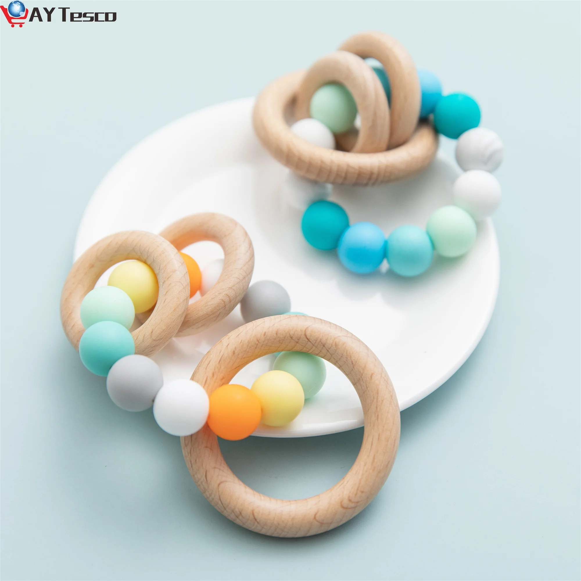 

Baby Nursing Bracelets Silicone Teether Teething Wood Rattles Toys Newborn Teeth Care Beads Montessori Bracelets Infant Supplies