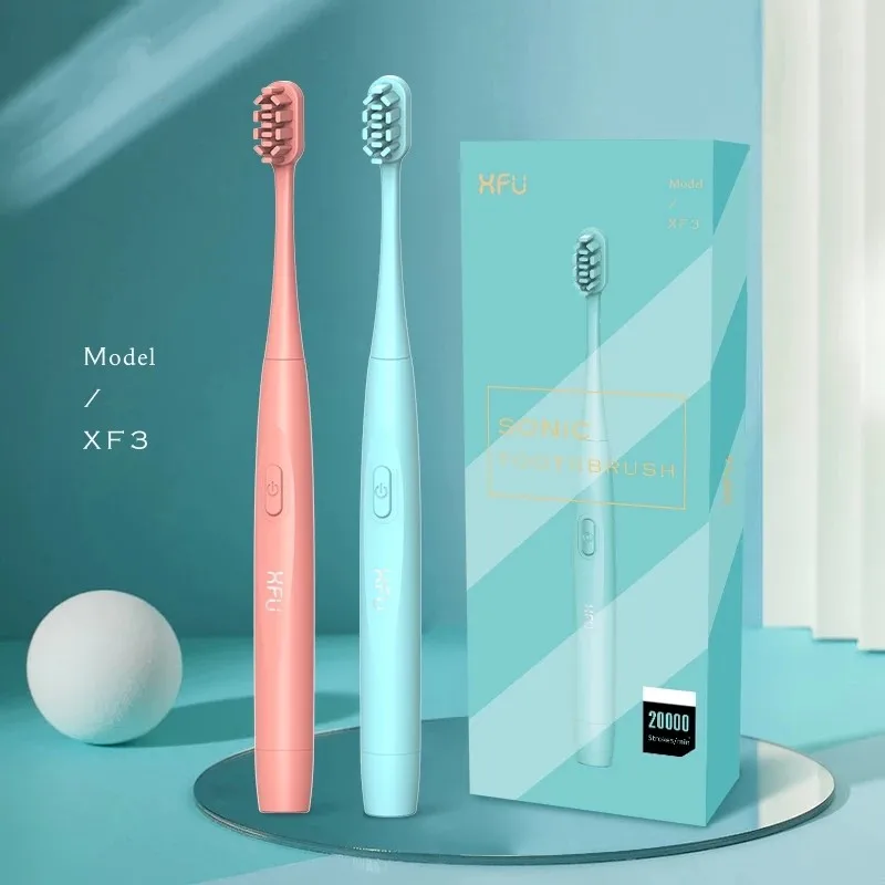 Electric Toothbrush Battery Powered Soinc Vibration Extra Thin Soft Bristle IPX Waterproof Teeth Brush