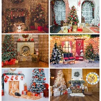 vinyl christmas day photography backdrops prop christmas tree fireplace photographic background cloth 21710chm 005