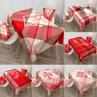 red check valentine day durable dustproof tablecloth waterproof household table cloth restaurant home decor table cover