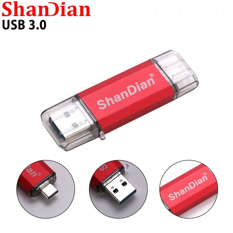 USB флеш накопитель SHANDIAN usb 3.0 Type C 3 0 Металлический на заказ 64/32/16/8 ГБ|USB