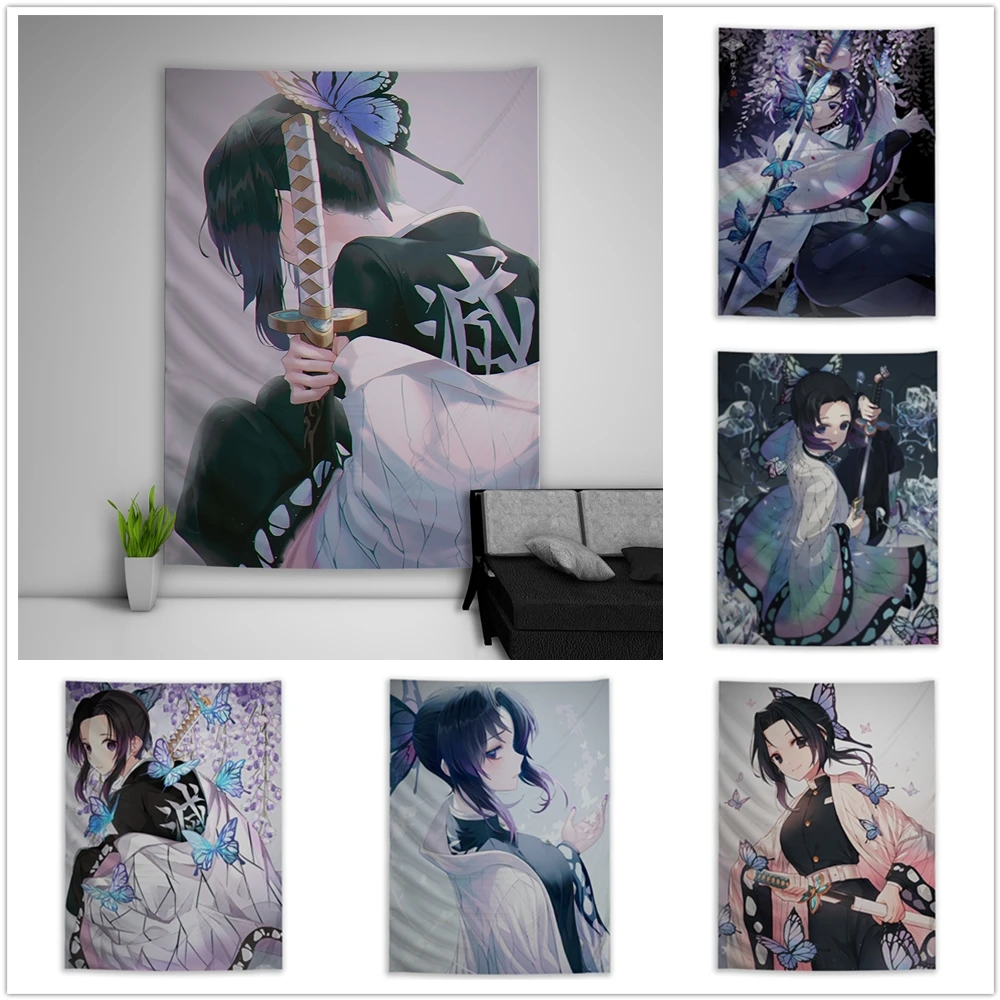 Гобелен шинобу из м/ф рассекающий демонов настенное украшение для кровати дивана