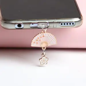 Противопылевая заглушка в стиле ретро с вентилятором, штекер для наушников 3,5 мм, заглушка для разъема для зарядки, аксессуары для IPhone Андро D5L4