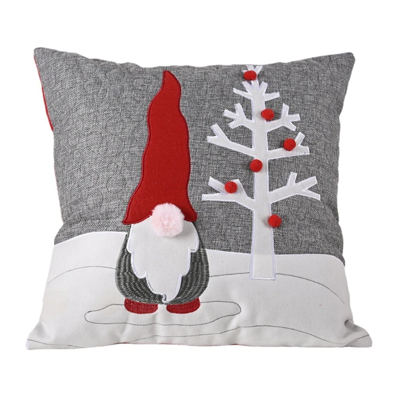 

Christmas Decorative Throw Pillow Case Cartoon 3D Nose Faceless Gnome Santa Xmas Tree Pattern Square Cushion Cover