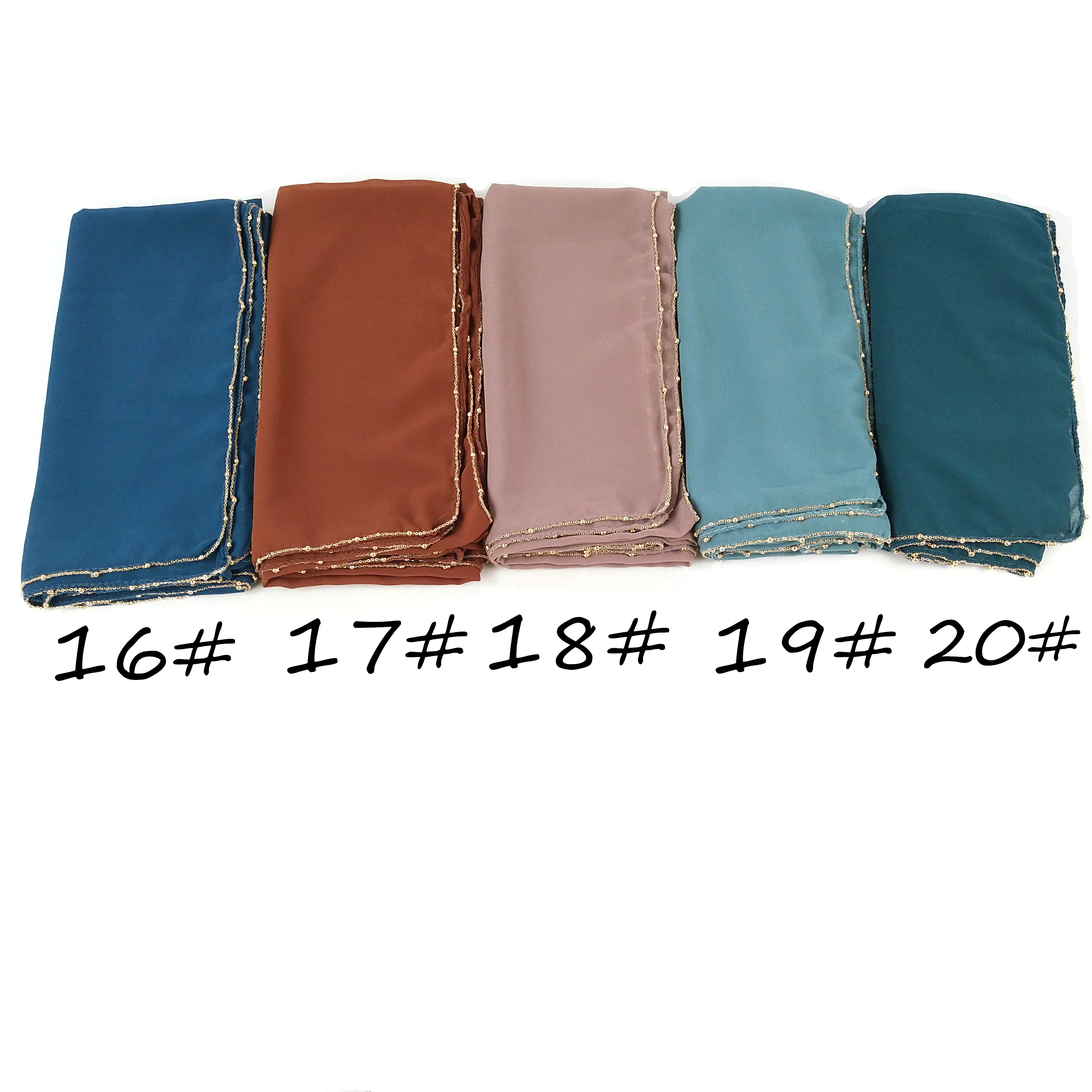 

D4 20pcs High quality 115*115cm square chiffon chain hijab scarf shawl women scarf/scarves lady wrap headband maxi scarf