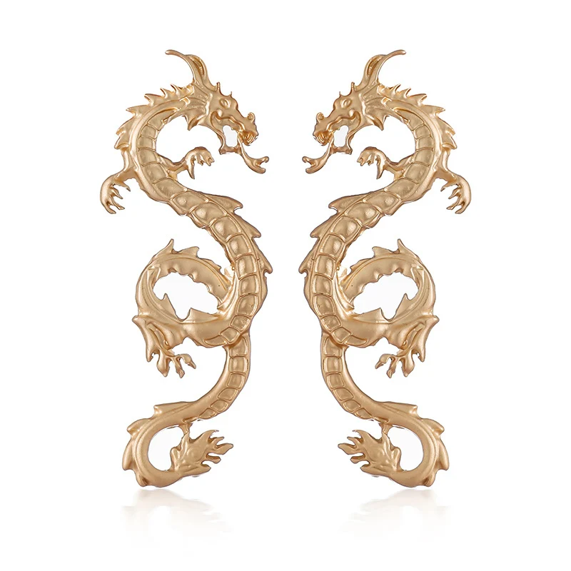 

2021 Vintage Dragon Stud Earrings for Women Personality Jewelry Punk Gothic Earrings Animal Totem Big Earrings Fashion Gift Cool