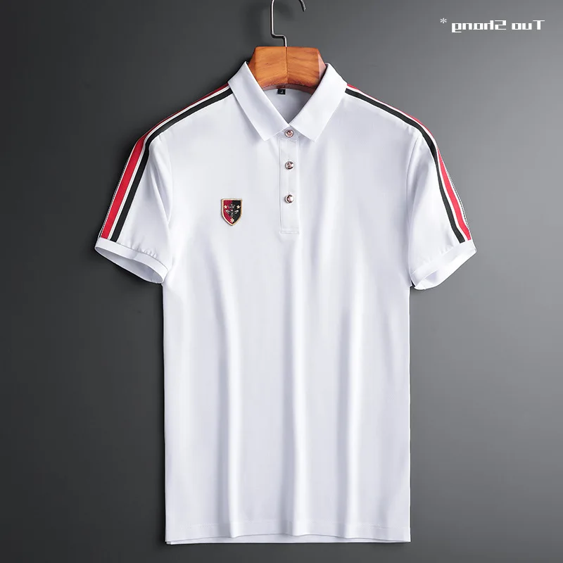 

Designer Bee 2021 Crown Embroidery Polo Shirts Men Fashion Style Straight Short Sleeve High Quality Cotton Camisa Polo Masculina