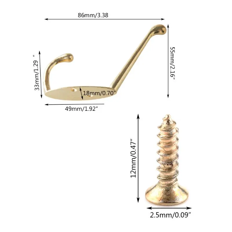 

9 Pack Coat Hooks Wall HooksHeavy Duty Wall Mounted for Hat Hardware Dual Prong Retro Coat Hanger with 20 ScrewsBlack/Gold