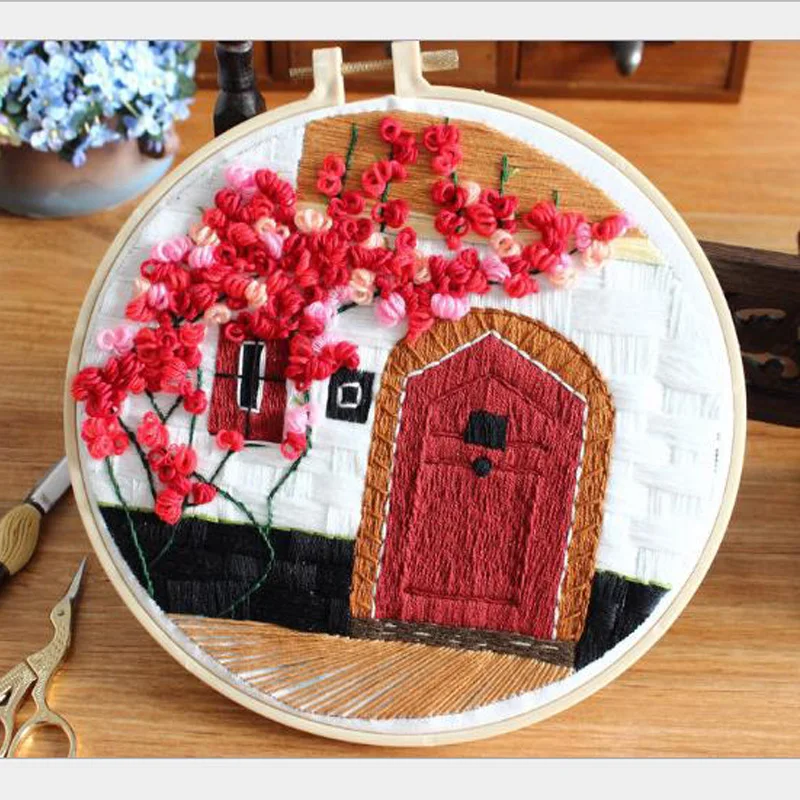 Европа DIY лента цветы вышивка набор с рамкой для начинающих Рукоделие наборы крестиком серии принадлежности для шитья Декор - Цвет: 2-6